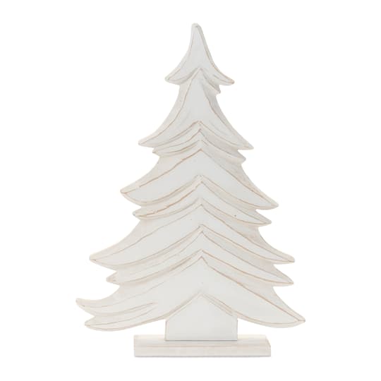 Carved Wood Pine Tree Set